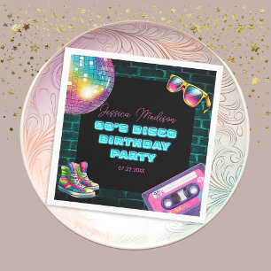 Neon Disco zum Geburtstag Serviette