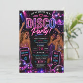 Neon-Diskoparty Einladung (Stehend Vorderseite)