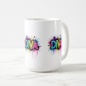 Neon Diva Graffiti Klebung with Dripping Paint Kaffeetasse (VorderseiteRechts)