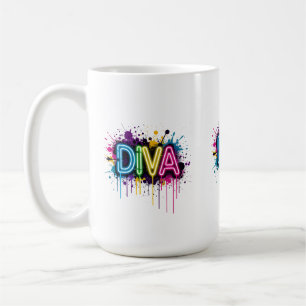 Neon Diva Graffiti Klebung with Dripping Paint Kaffeetasse