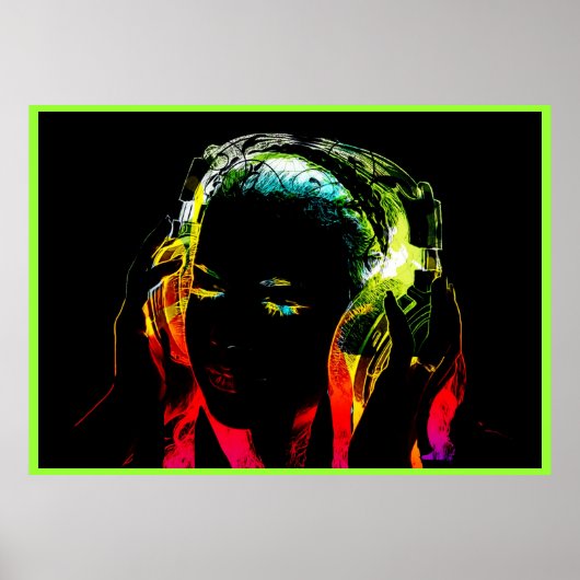 Neon dj Girl Grafik Poster (Vorne)