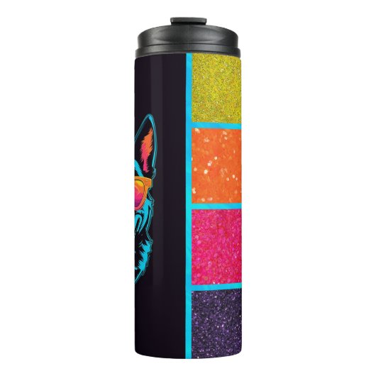 Neon Dog | IMITATE GLITZER Thermosbecher (Vorderseite)