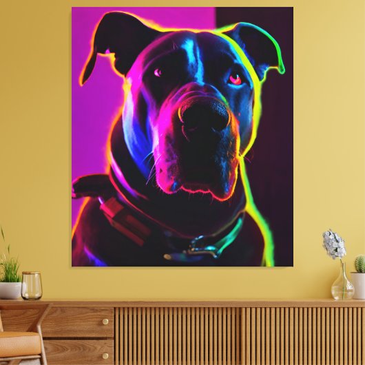 Neon Dog Leinwanddruck (Insitu (Wohnzimmer))