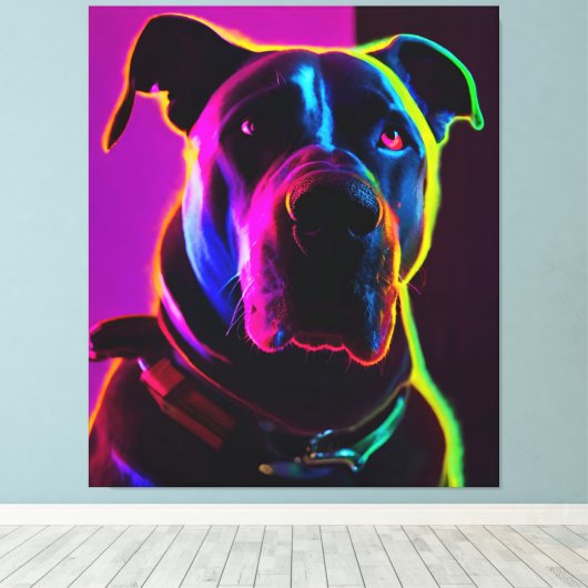 Neon Dog Leinwanddruck (Insitu (Holzboden))