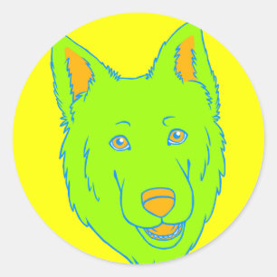 Neon Dog Runder Aufkleber