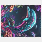 Neon Dolphin Fleece Blanket (Vorderseite (Horizontal))