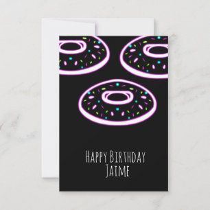 Neon Donuts Sprinkles Geburtstagsparty Black Karte