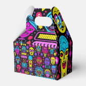 Neon Doodle Faces - Vibrant Street Art Pattern Geschenkschachtel (Rückseite)