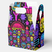 Neon Doodle Faces - Vibrant Street Art Pattern Geschenkschachtel (Geöffnet)