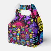 Neon Doodle Faces - Vibrant Street Art Pattern Geschenkschachtel (Vorderseite)