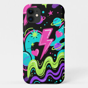 Neon-Doodle-Muster-Handyhülle auf Schwarz  Case-Mate iPhone Hülle
