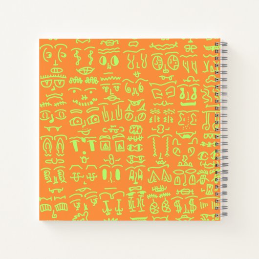 Neon Doodle Notebook – Vibrant Orange and Green Ha Notizblock (Rückseite)