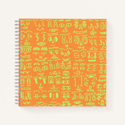 Neon Doodle Notebook – Vibrant Orange and Green Ha Notizblock (Vorderseite)