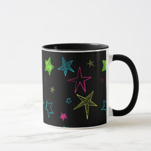Neon Doodle Stars Tasse