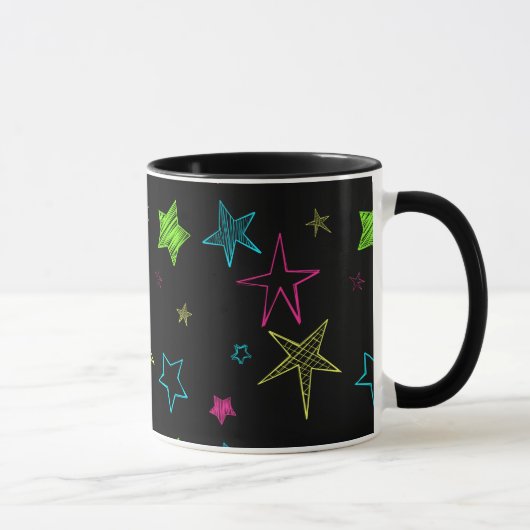 Neon Doodle Stars Tasse (Rechts)