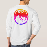 Neon-Drache Herren weißes Langarmshirt Rücken