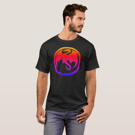 Neon-Drache Männer schwarzes T-Shirt (Vorne ganz)