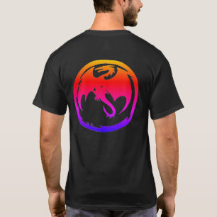 Neon-Drache Männer schwarzes T-Shirt Rücken