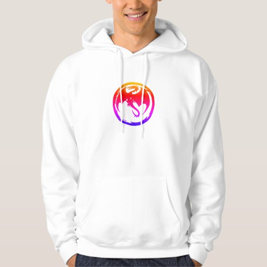 Neon-Drache Männer weiße Kapuzenpullover Hoodie (Vorderseite)