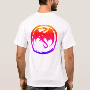 Neon-Drache Männer weißes T-Shirt Rücken