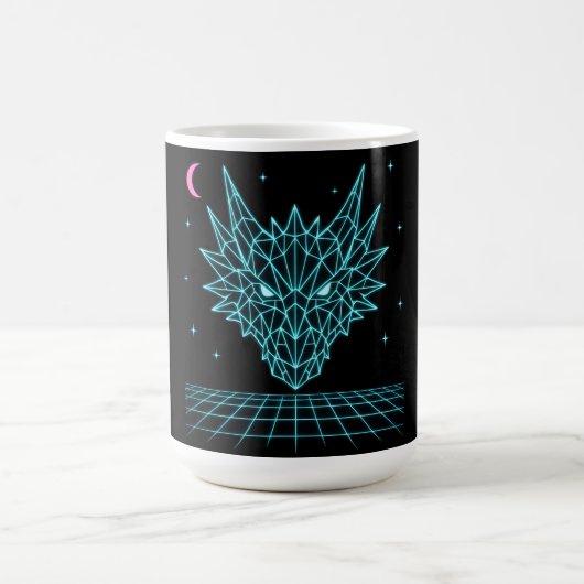 Neon-Drache Synthwave – Retro-Feuerbestie Kaffeetasse (Mittel)