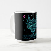 Neon-Drache Synthwave – Retro-Feuerbestie Kaffeetasse (Vorderseite Links)
