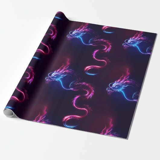 Neon-Drache-Wrap-Papier Geschenkpapier (Ungerollt)