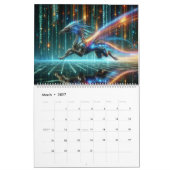 Neon-Drachen-Kunst durch KI Kalender (Mär 2027)