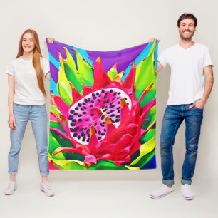Neon-Drachenfrucht-Pracht Fleecedecke