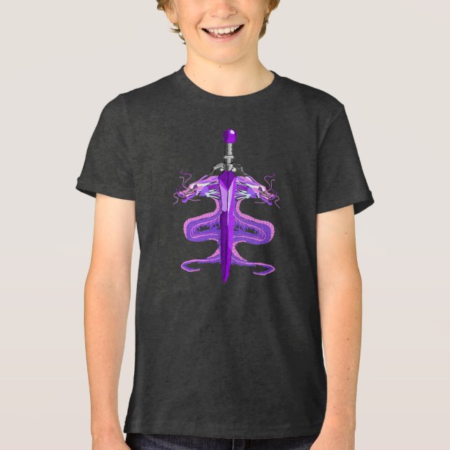Neon-Drachenschwert Tri-Blend Shirt (Vorderseite)