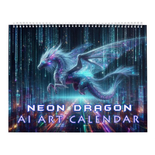 Neon Dragon AI Art Kalender (Titelbild)