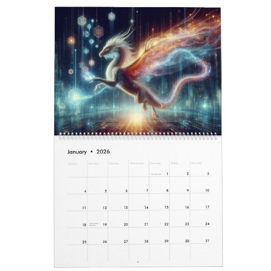 Neon Dragon AI Art Kalender (Jan 2026)