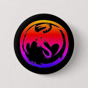Neon Dragon Black Button