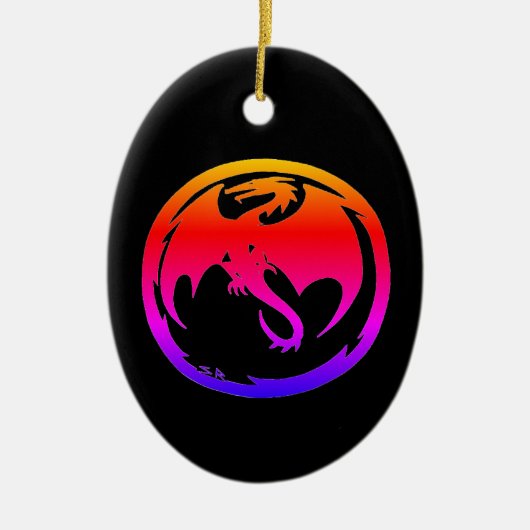 Neon Dragon Black Keramik Ornament (Vorne)