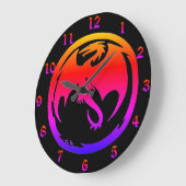 Neon Dragon Black Wall Uhr mit Zahlen (Winkel)
