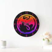 Neon Dragon Black Wall Uhr mit Zahlen (Zuhause)