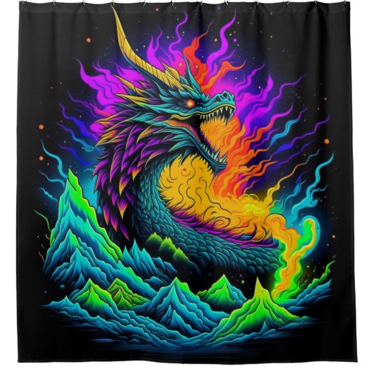 Neon Dragon Duschvorhang (Vorderseite)
