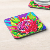 Neon Dragon Fruit Splendor Getränkeuntersetzer (Linke Seite)