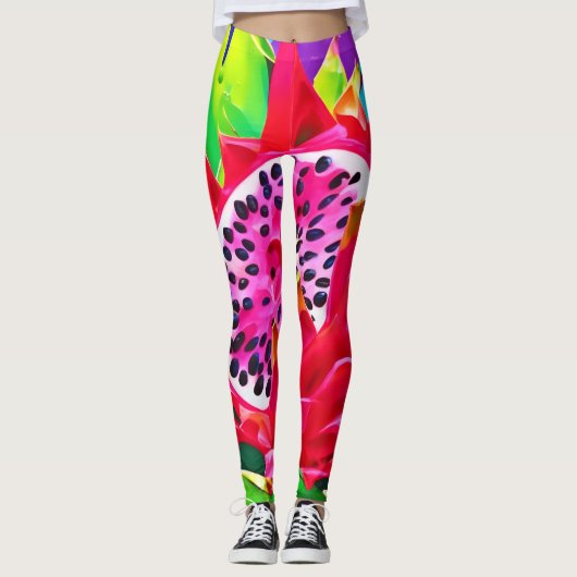 Neon Dragon Fruit Splendor Leggings (Vorderseite)