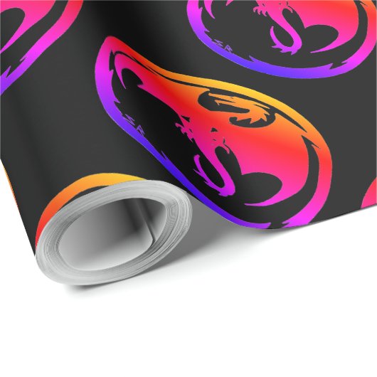 Neon Dragon schwarz-matt Packpapier Medium (Rolleneckpunkt)
