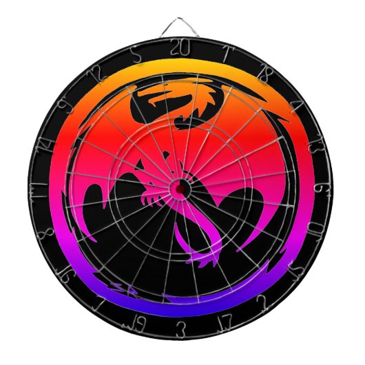 Neon Dragon schwarzes Dartboard Dartscheibe (vorne)