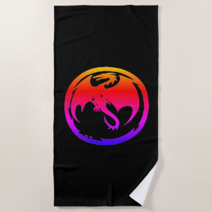 Neon Dragon schwarzes Strandtuch