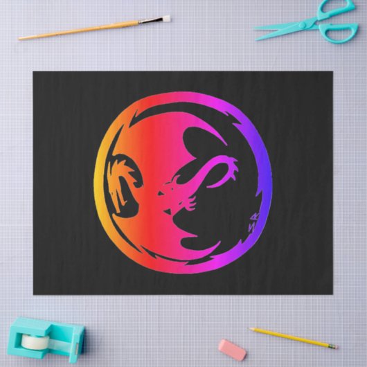Neon Dragon Schwarztaschpapier groß Seidenpapier (Basteln)