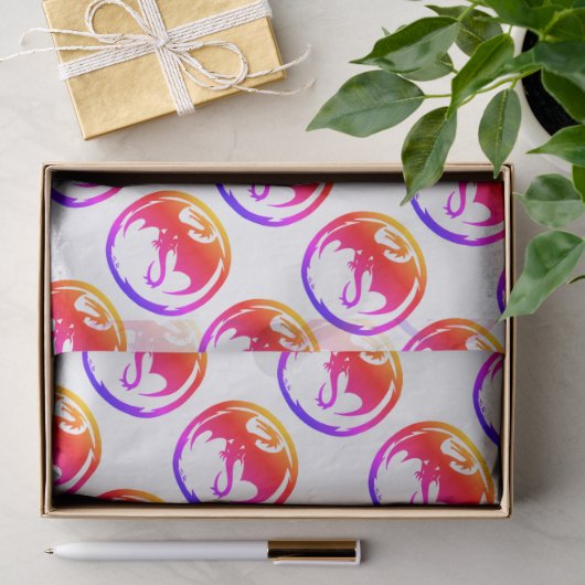Neon Dragon weißes Papiermedium Seidenpapier (Geschenk)