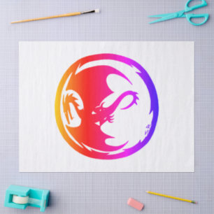 Neon Dragon weißes Papiertuch groß Seidenpapier