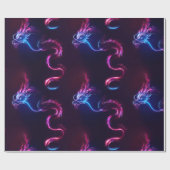 Neon Dragon Wrapping Paper Geschenkpapier (Flach)