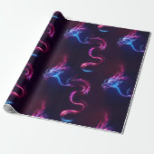 Neon Dragon Wrapping Paper Geschenkpapier (Ungerollt)