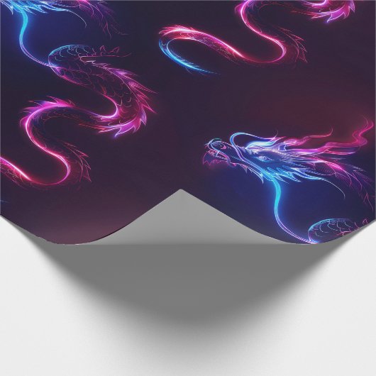 Neon Dragon Wrapping Paper Geschenkpapier (Ecke)