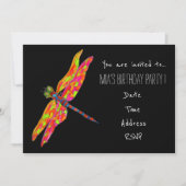 Neon Dragonfly Geburtstagsparty Einladung (Vorderseite)