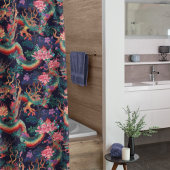 Neon Dragons und Blume Duschvorhang